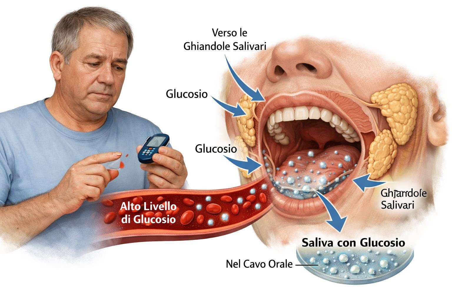 uno studio giapponese rivela come il glucosio si muove nella saliva dei pazienti con diabete di tipo 2, offrendo nuove prospettive per la diagnosi e il monitoraggio della malattia.
